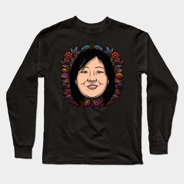 Margaret Cho (Flowered) Long Sleeve T-Shirt by Baddest Shirt Co.